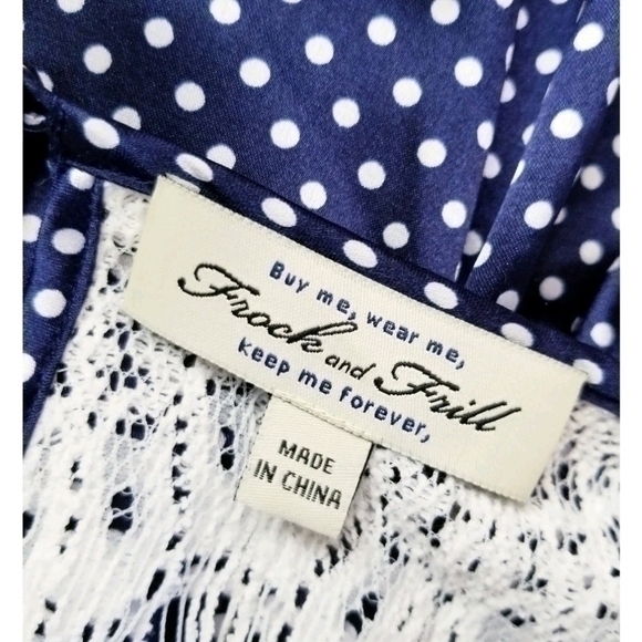 FROCK & FRILL SILKY VINTAGE 50S POLKA DOT LACE BLOUSE SZ 1X 14 - Picture 6 of 7